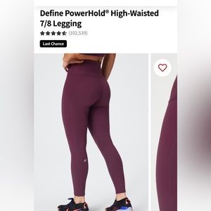 NEW Fabletics Define PowerHold® High-Waisted 7/8 Legging